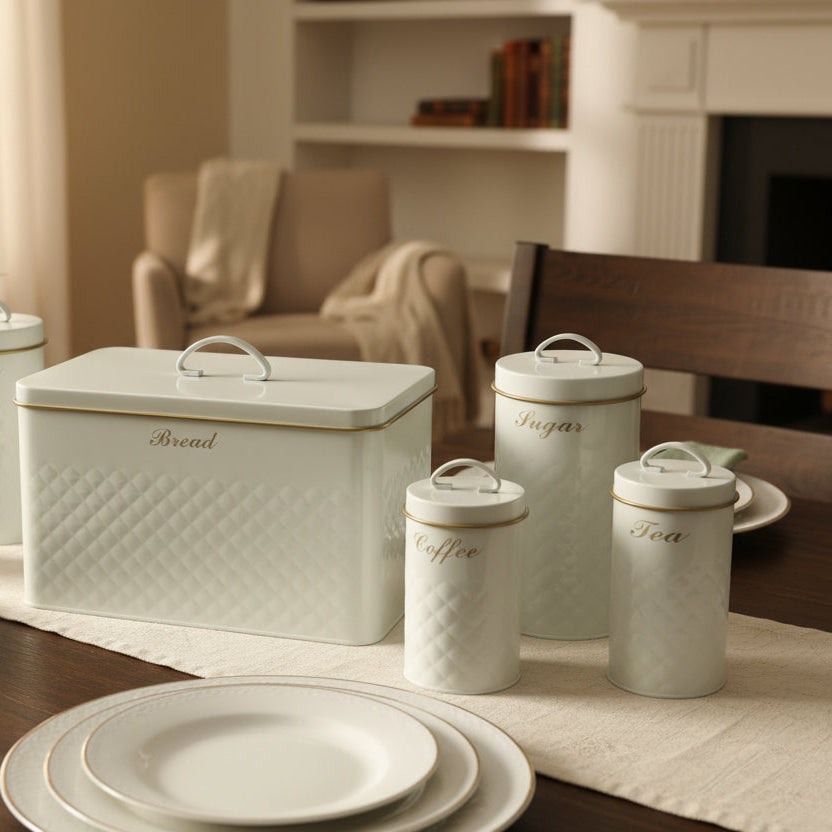 The Luxormove 5-Piece Obsidian Black Metal Canister Suite