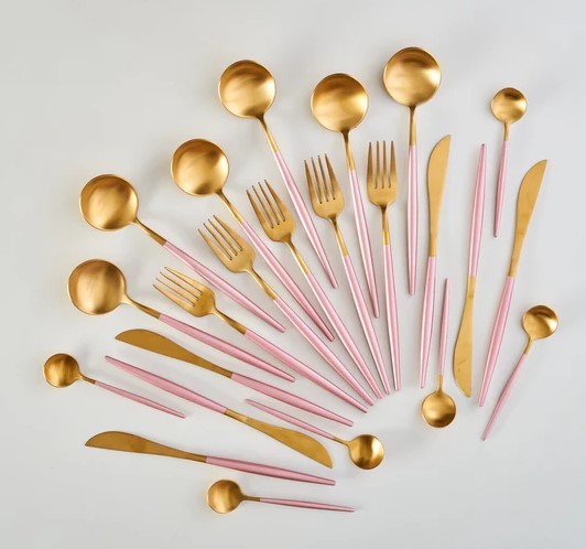 Chic Pink and Gold 4-Piece Premium Spoon Set