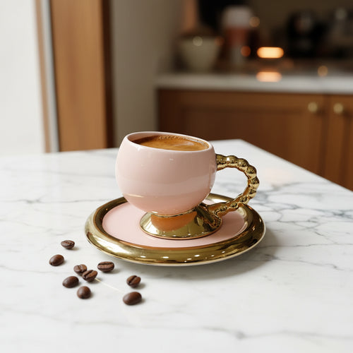 Coffee Cup (6-Piece) with Saucer – Pink