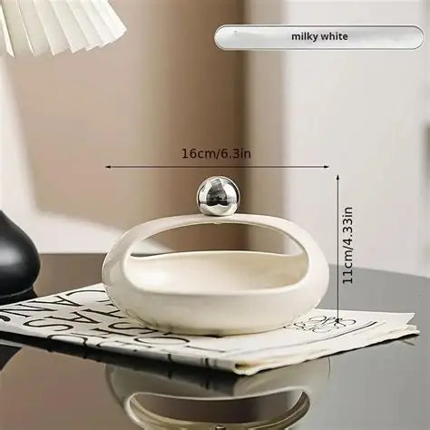 La Maya Ceramic White Handle Tray