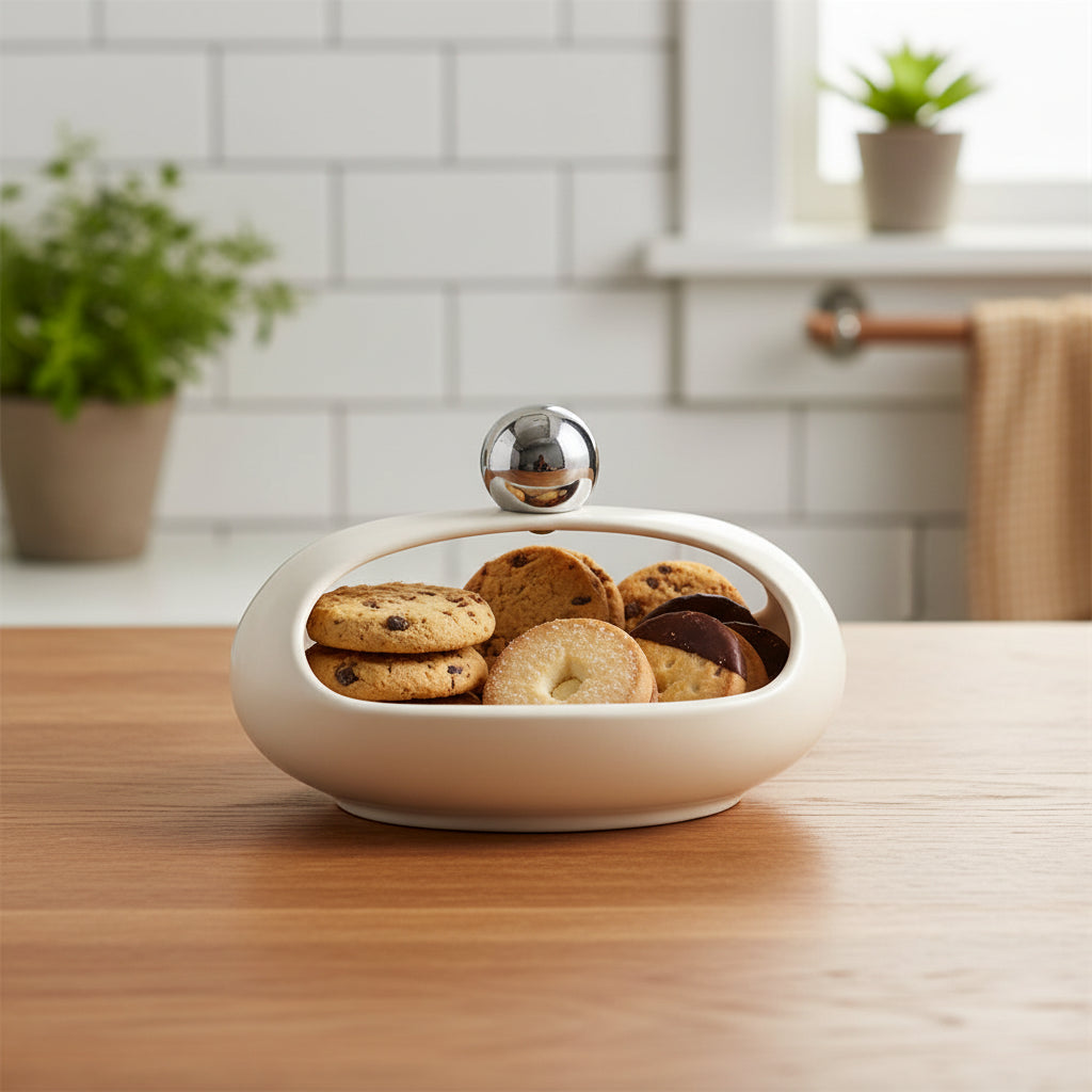 La Maya Ceramic White Handle Tray