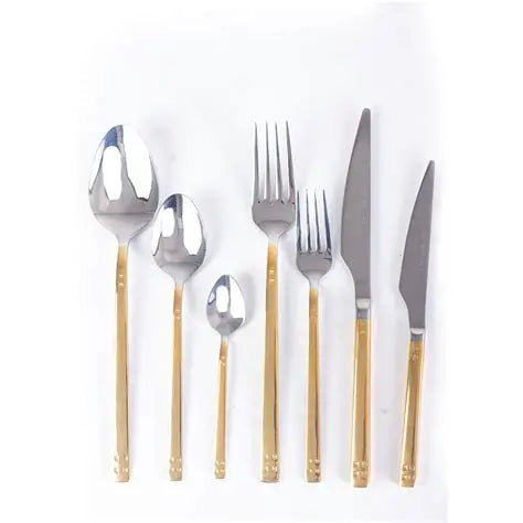Luxurious Pirlanta Gold 90-Piece Premium Turkish Cutlery Set
