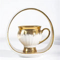 Luxury Gold & Warm Beige Coffee Set (6-Piece with Handled Plate)