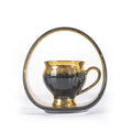 Gold/Black Coffee Set (6-Piece) with Handled Plate
