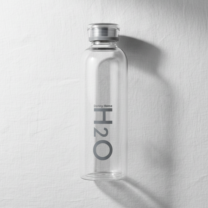 H2O Grey Glass Drinking Bottle 750ml