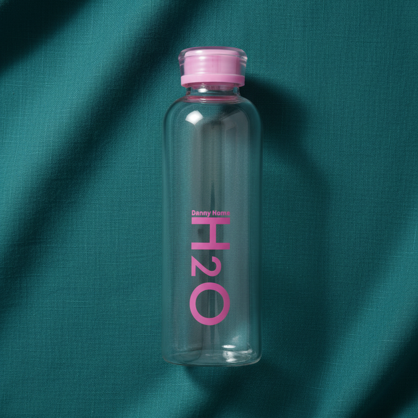 H2O Pink Glass Drinking Bottle 750ml