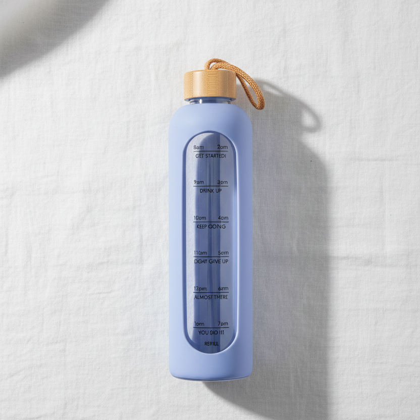 Borosilicate Bottle With Handle & Beach Wood Lid 1000ml