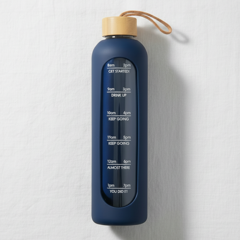 Borosilicate Blue Glass Bottle With Silicone Cover 1L