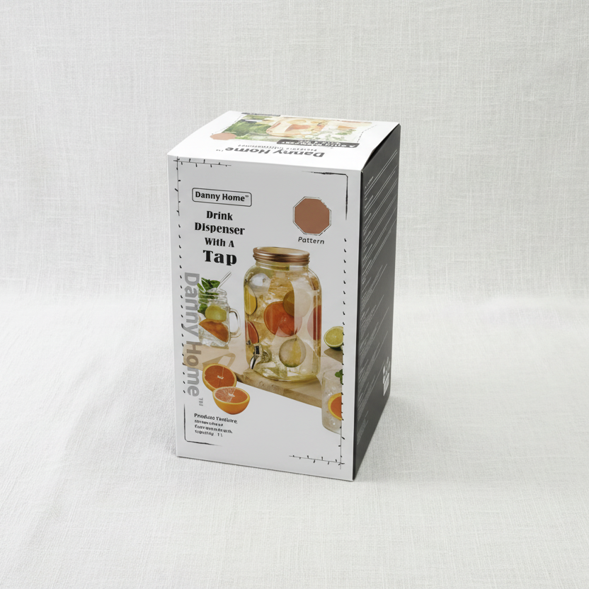 Glass Drinks Dispenser Storage With Tap 3L