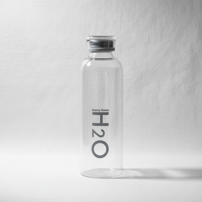 H2O Black Glass Drinking Bottle 750ml