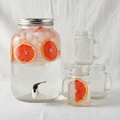 Glass Drink Dispenser 7.8L and 4 Glass Jars
