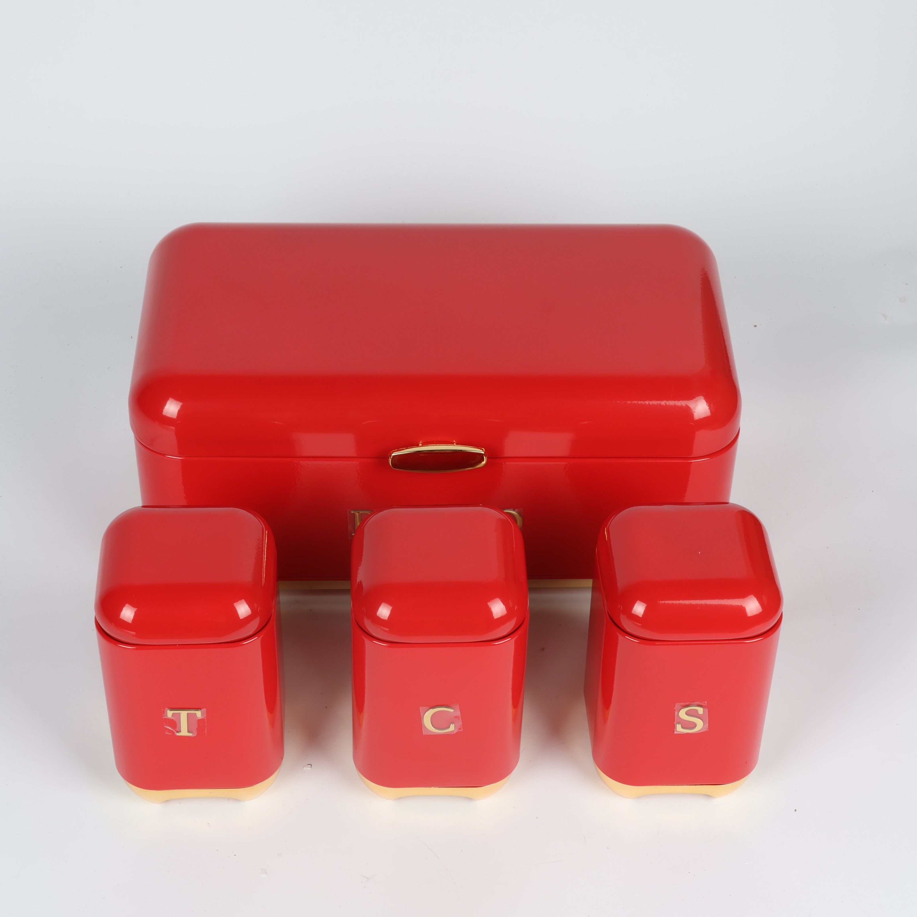 Bread Bin with Rosegold Base & 3pcs Canister Set