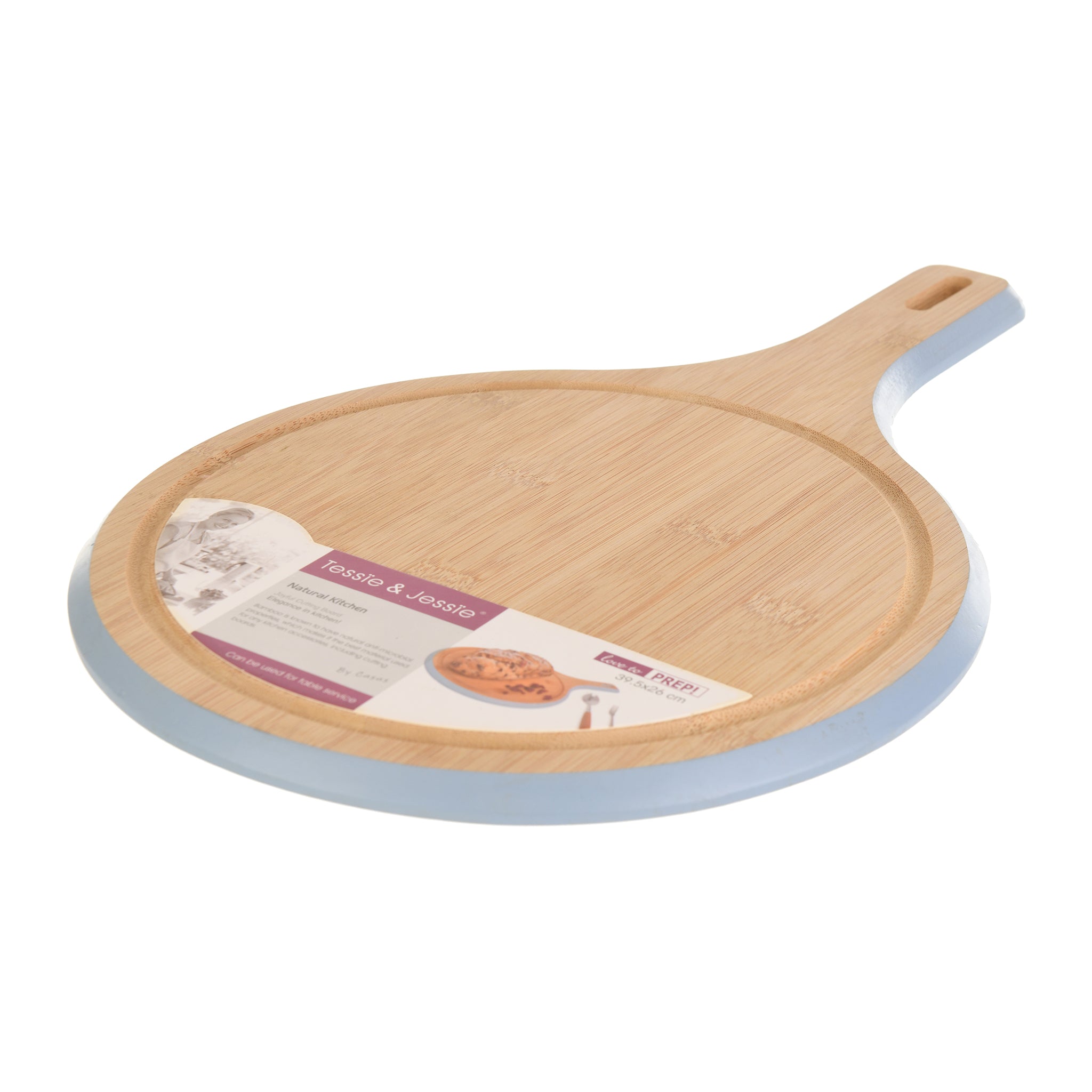 Tessie & Jessie Blue Circular Wooden Cutting Board 26cm