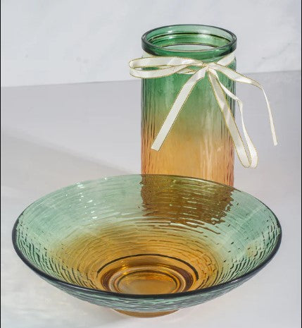 Glass Vase & Fruit Plate