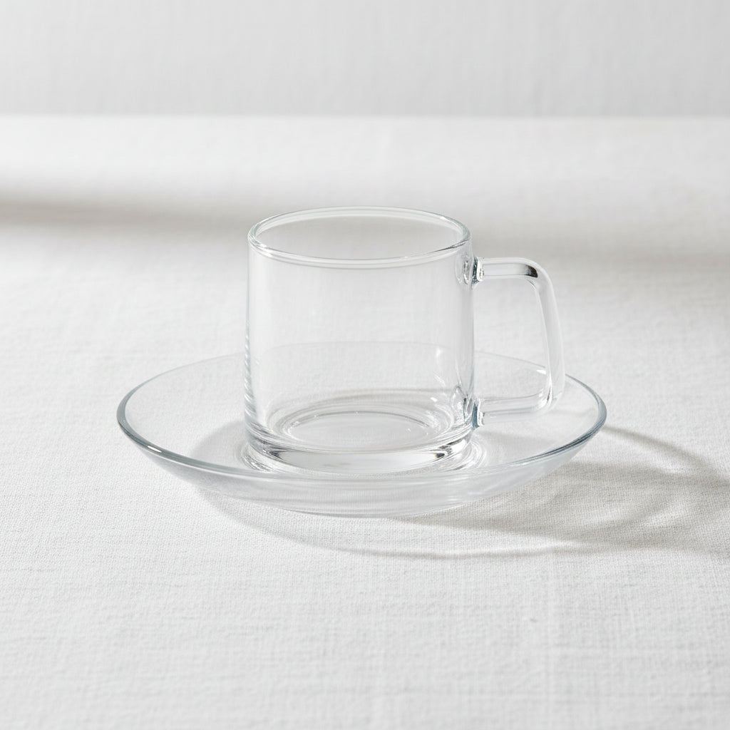 Glass Tea Cup Set of 6 W/Plate 170ml