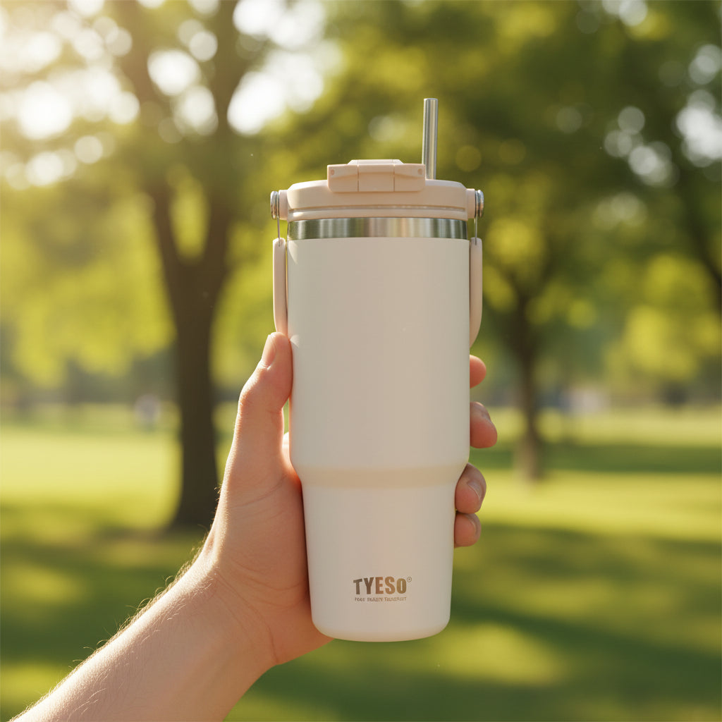كوب "تايسو روم" (TYESO ROAM Tumbler) الإصدار 2.0 مع غطاء قلّاب بماصة وغطاء للشرب (900 مل)