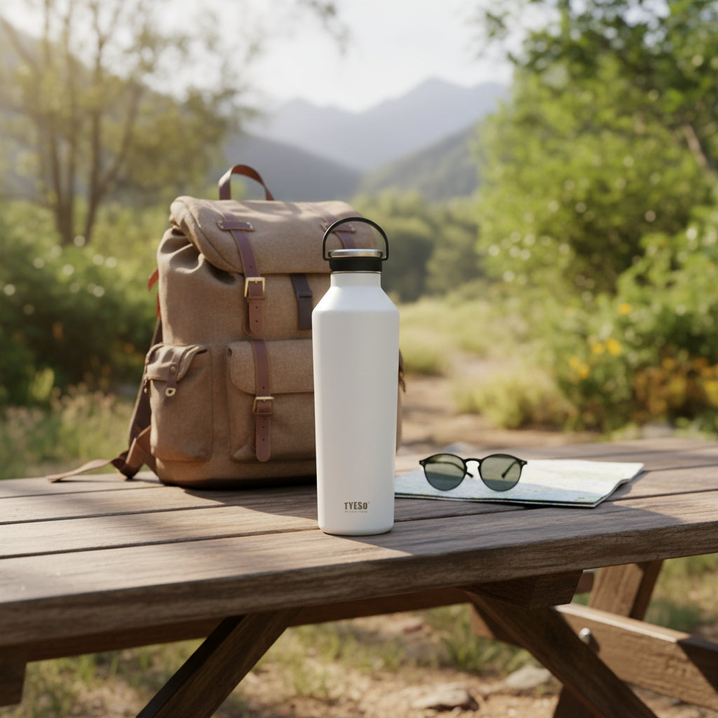 TYESO Vacuum Insulated Sports Bottle with Soft Silicone Handle (900ml)