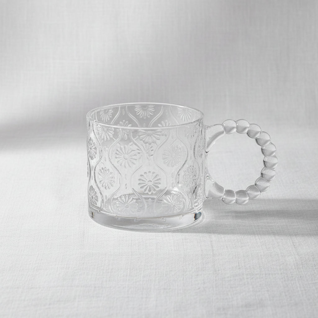 Tea Glass Cup Bubble Handle Set of 6 Pcs 320ml