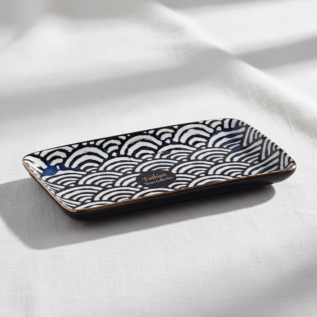 Aura Wave Poreclain Rectangular Serving Plate 20.5cm