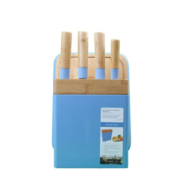 Tessie & Jessie Blue Knife Set W/Cutting Board