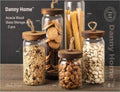 Acacia Wood Glass Storage Jar 3Pcs