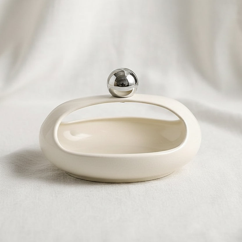 La Maya Ceramic White Handle Tray