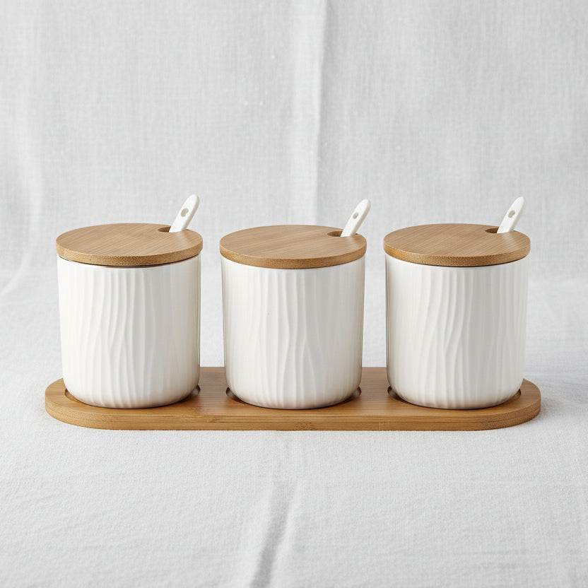 La Maya White 3 Pcs Spice Set W/Tray