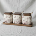 La Maya White Florals 3 Pcs Spice Set W/Tray