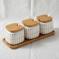 La Maya White/Gold Stripes 3 Pcs Spice Set W/Tray