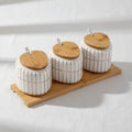 La Maya White/Gold Stripes 3 Pcs Spice Set W/Tray