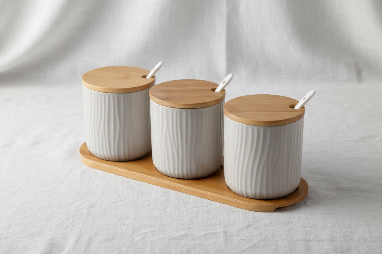 La Maya Light Grey 3 Pcs Spice Set W/Tray