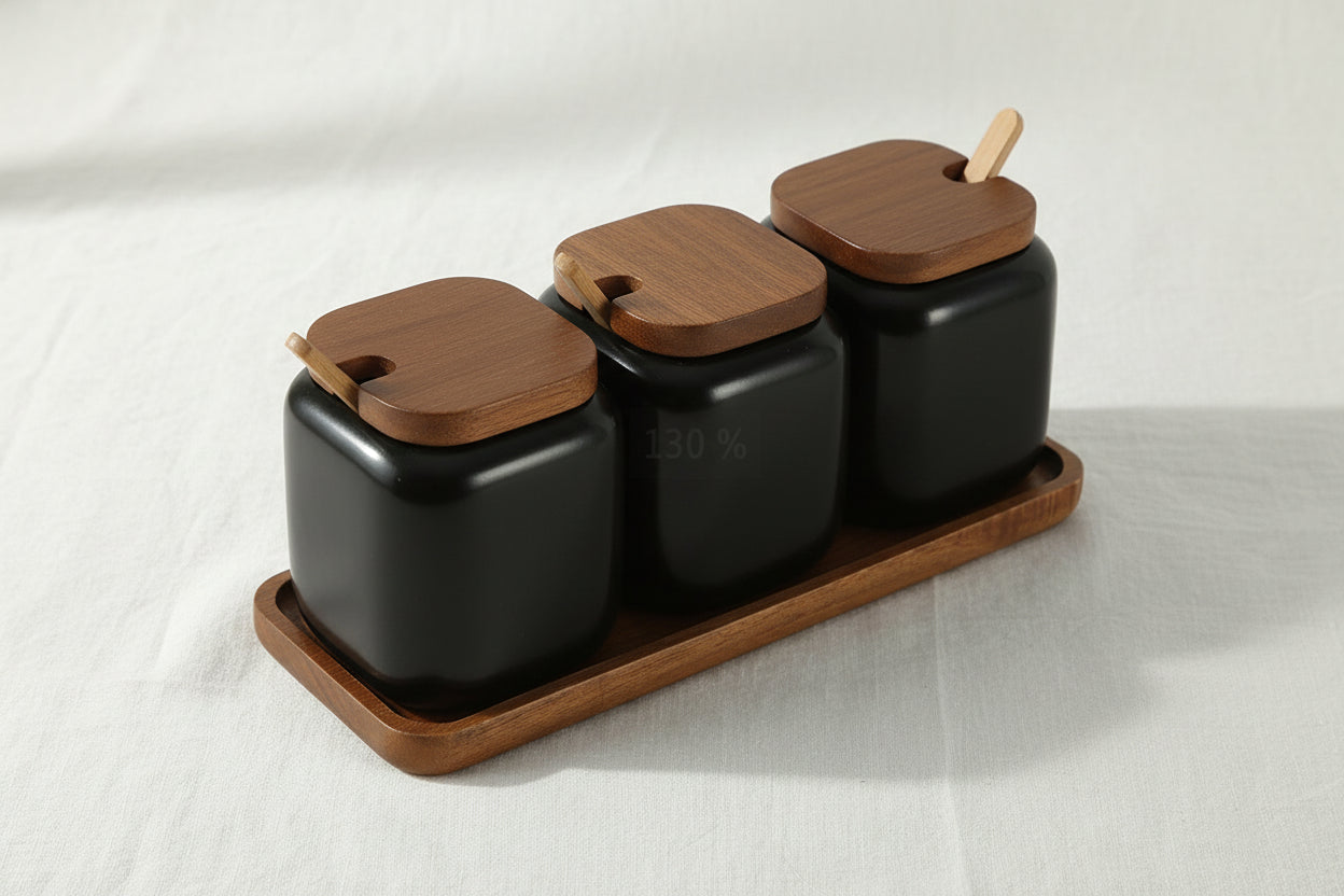 La Maya Black 3 Pcs Spice Set W/Tray