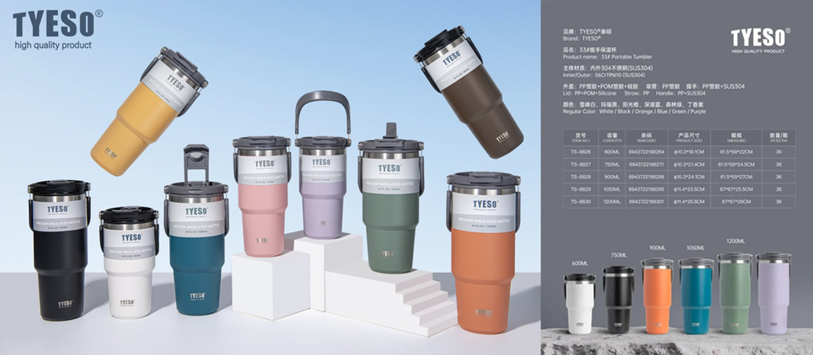 TYESO ROAM Tumbler 2.0 with Flip Straw & Sip Lid 750ml