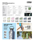TYESO Vacuum Insulated Sports Bottle with Soft Silicone Handle 900ml