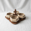 4-Piece Small Hexagonal Ceramic Bowl Set (Grey Electroplated)