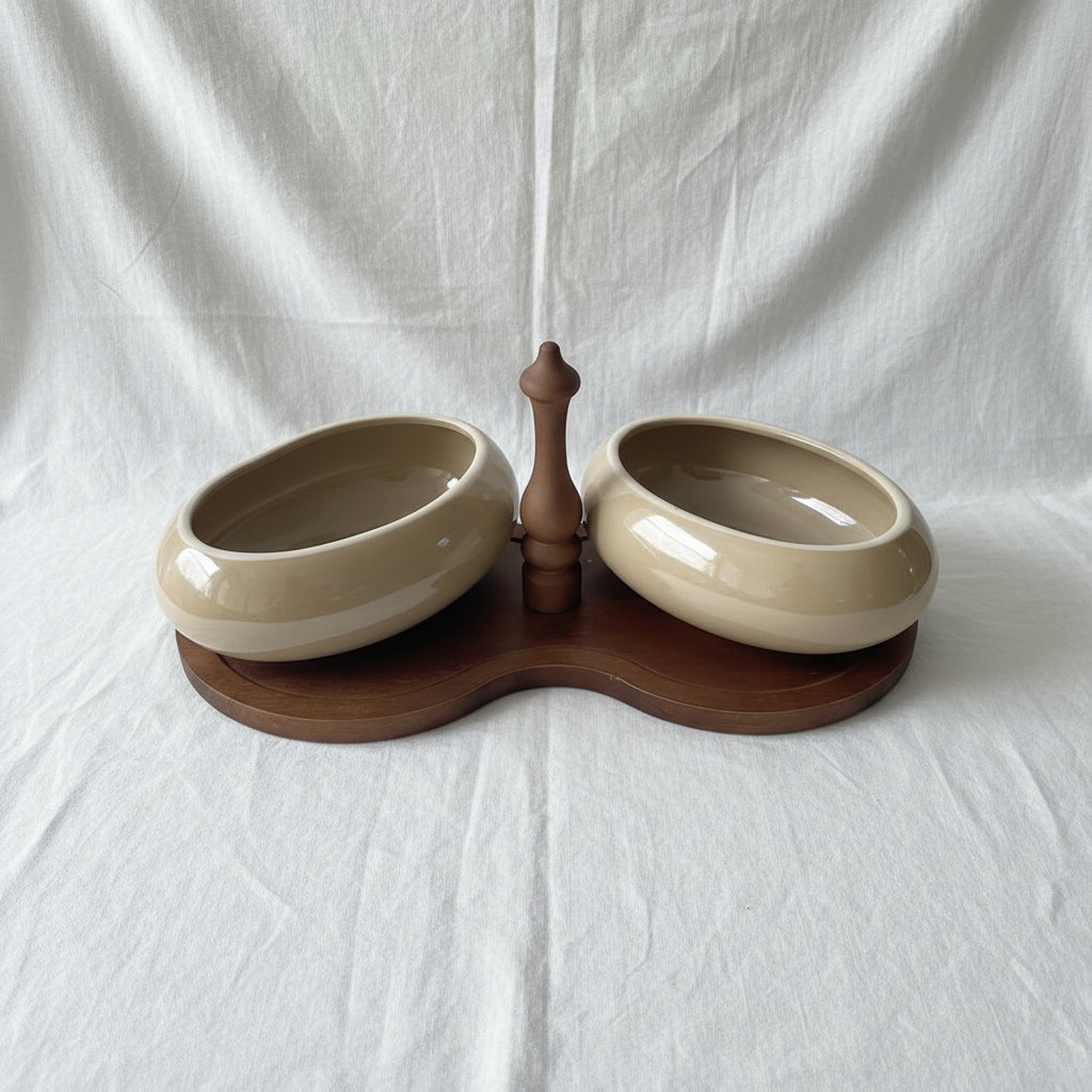 2-Piece Large Oval Ceramic Bowl Set (Grey Electroplated)