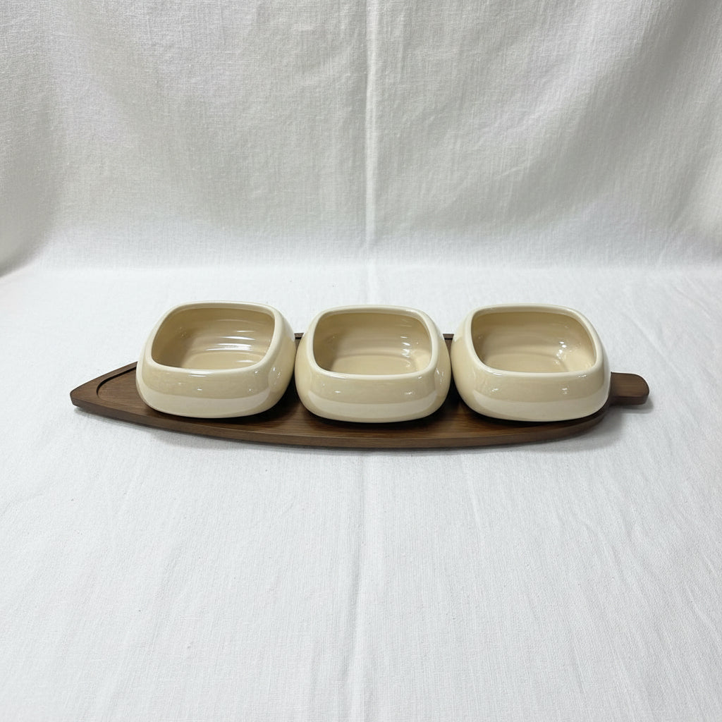 3-Piece Small Square Ceramic Bowl Set (Coffee Electroplated)