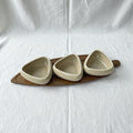 3-Piece Small Triangular Ceramic Bowl Set (Grey Electroplated)