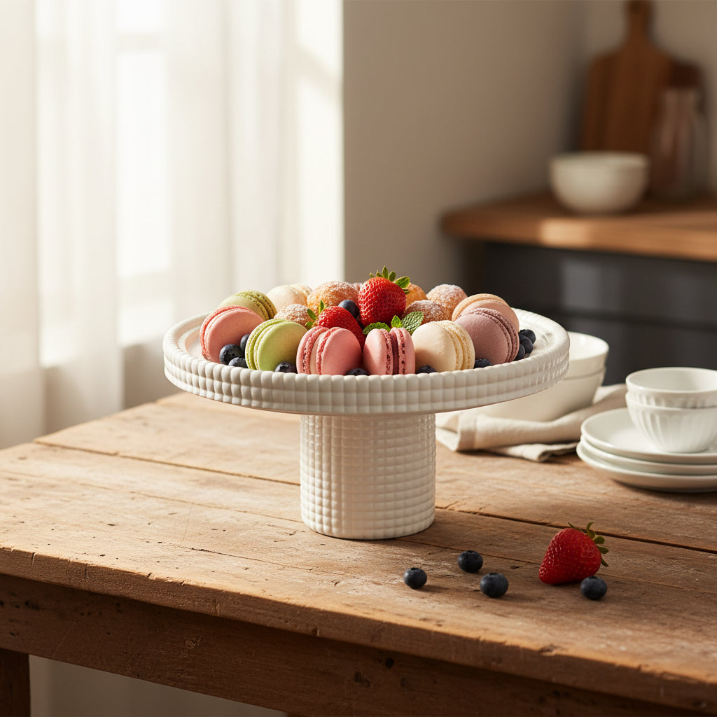 Contemporary Neutral Plastic Cake Stand & Display Plate (25x25cm)