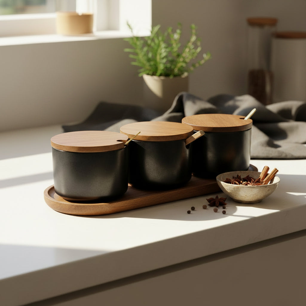The La Maya Minimalist Obsidian Black Spice Caddy Suite