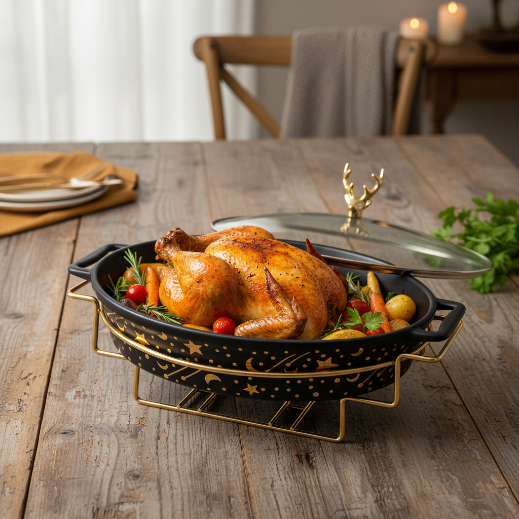 The Serene Minimalist Oval Ramadan Serving Vessel with Lid