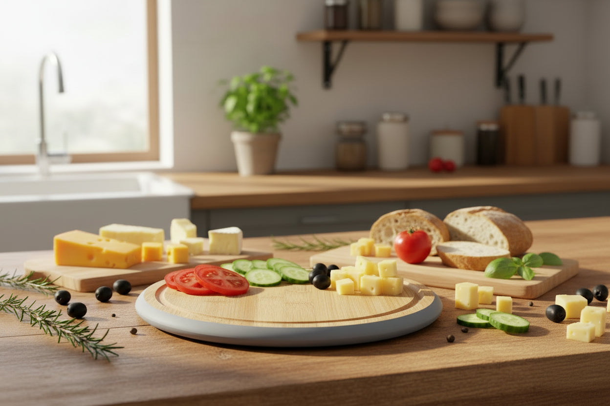 The Azure Minimalist 26cm Circular Wooden Culinary Board