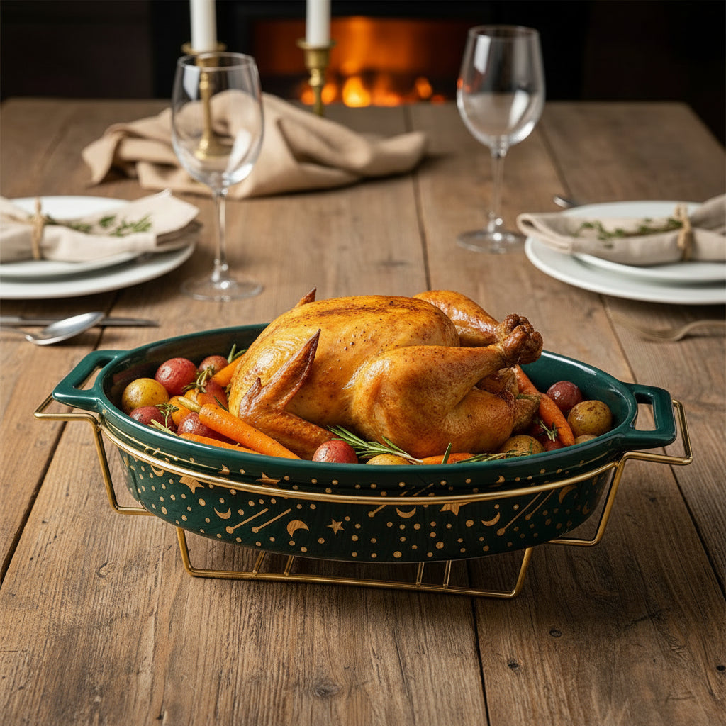 The Aura Minimalist Low-Profile Ceramic Serving Platter