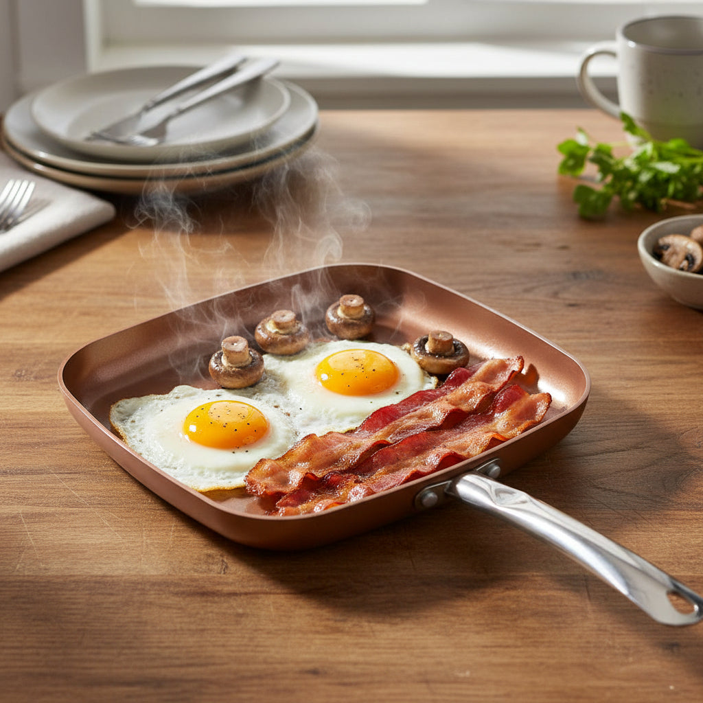 The Ferro Minimalist Carbon Steel Griddle Pan (30x30cm)