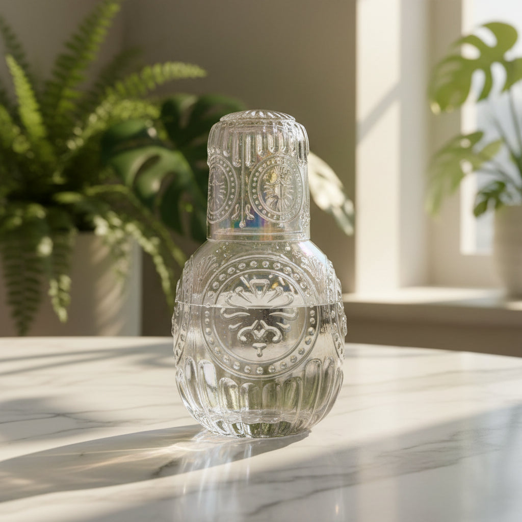 The Prism Tinted Glass Water Bottle with Companion Cup