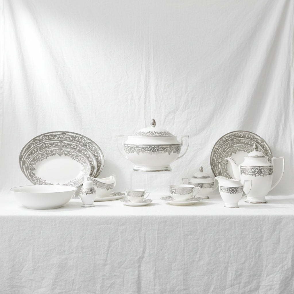 Bangladeshi Silver Dinner Set (113-Piece)