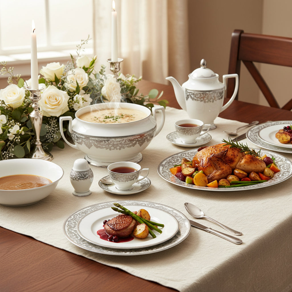 Bangladeshi Silver Dinner Set (113-Piece)