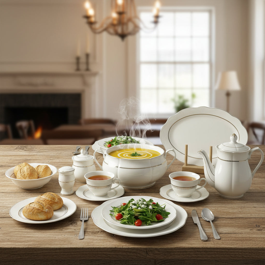 Thai Fan-Shaped Dish Dinner Set (60-Piece) - Style 264
