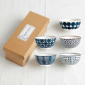 Bohemian Blue/White Porcelain Bowl Set 5Pcs