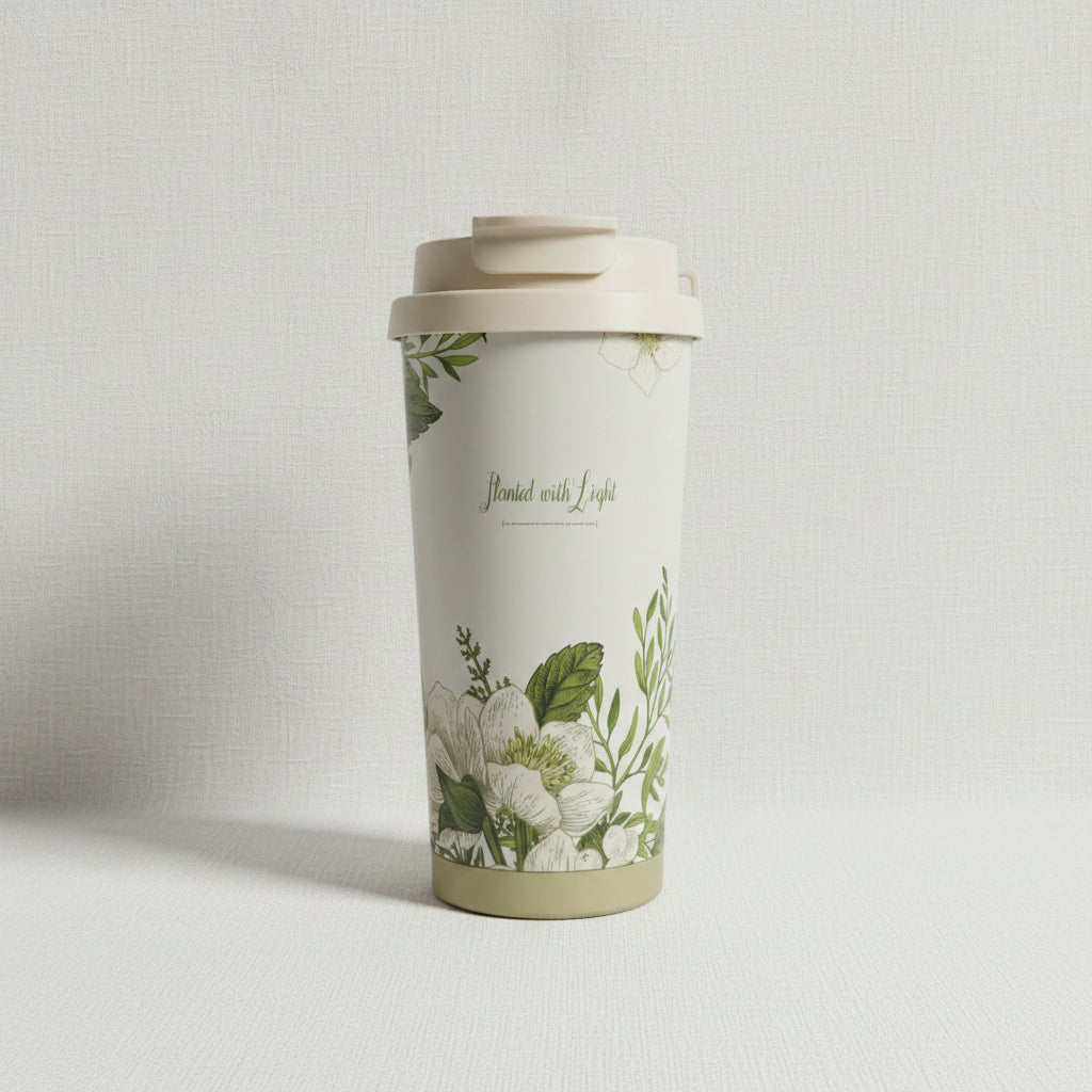 كوب القهوة المصنوع من الستانلس ستيل 2 في 1 بسعة 520 مل بنقشة Botanical Bloom